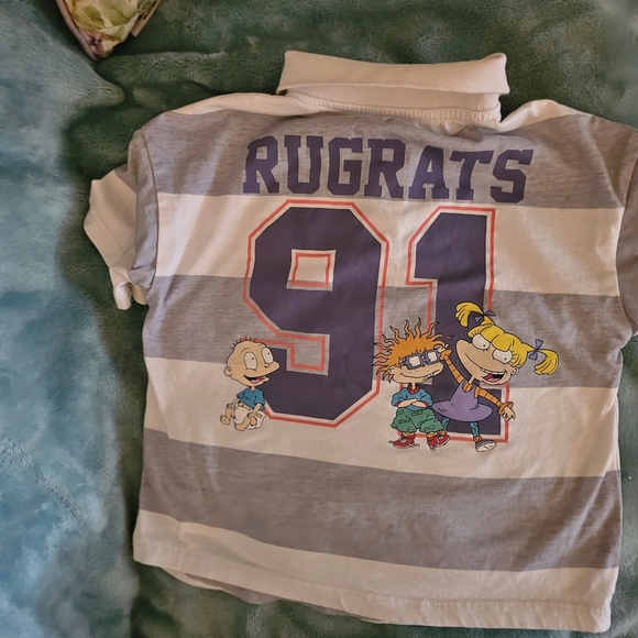 Nickelodeon Rugrats Toddler Polo - Gray and White - Picture 4 of 6